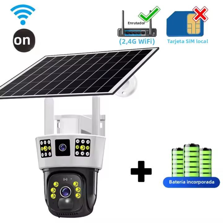 Cámara Solar Inalámbrica 6K 12MP HD Con Visión Nocturna Y Detección De Movimiento Humano Cámara De Seguridad CCTV PTZ WiFi 4G SIM Card - 1