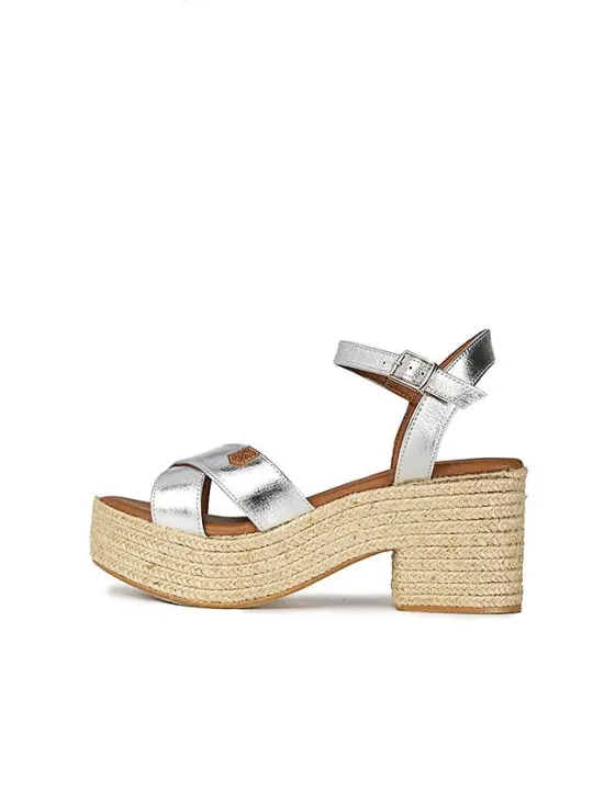 Popa SANDALIA TACÓN CLIFTON PLATA - Cuña 8cm - Plataforma 3.5cm - Piel Vegana - 1