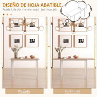 HOMCOM Mesa de Comedor Extensible para 4-6 Personas Mesa de Cocina Moderna  con Patas de Acero para Salón Comedor 160x70x76 cm Madera Natural - details 4