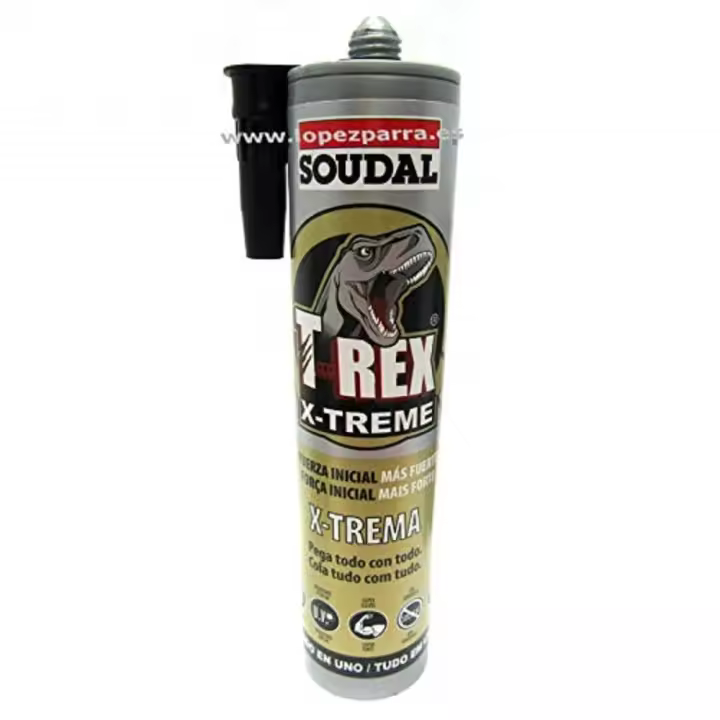 Soudal T-Rex Adhesivo Sellador X-Trema Todo en Uno Color Blanco 290ml. - Pega todo con todo, permanentemente elástico, no encoge ni rompe, resitente al agua, para interior y exterior, pintable, apto para aplicaciones sanitarias,  garre inmediato - 1