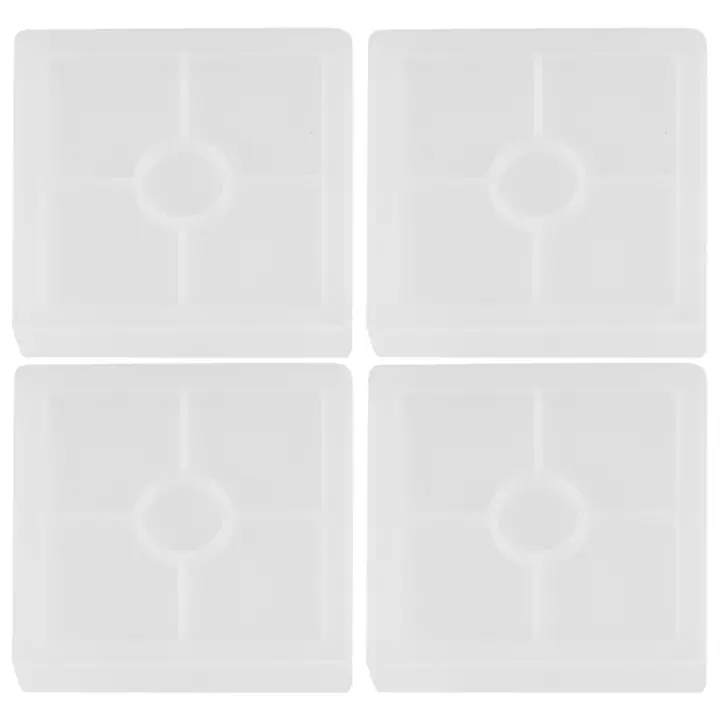 Posavasos de Silicona Molde de Resina Transparente para Fundición con Resina Concreto Cemento y Arcilla Polímerica (4 Pack Forma Cuadrada) - 1