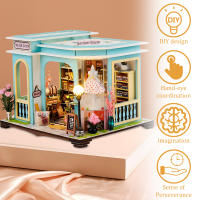 Kit De Casa Miniatura DIY Con Luz LED Y Muebles Modelo De Tienda De Costura En Miniatura Kit De Construcción De Madera - details 4