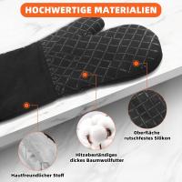 ZbazamgP Manoplas Horno Guantes de Cocina Algagón: 2 Antideslizante Manoplas Cocina Y 2 Juego de Mantel Individual - Guantes para Horno Diseño Antideslizante de Silicona para Cocinar Hornear near Microonda Negro - details 7