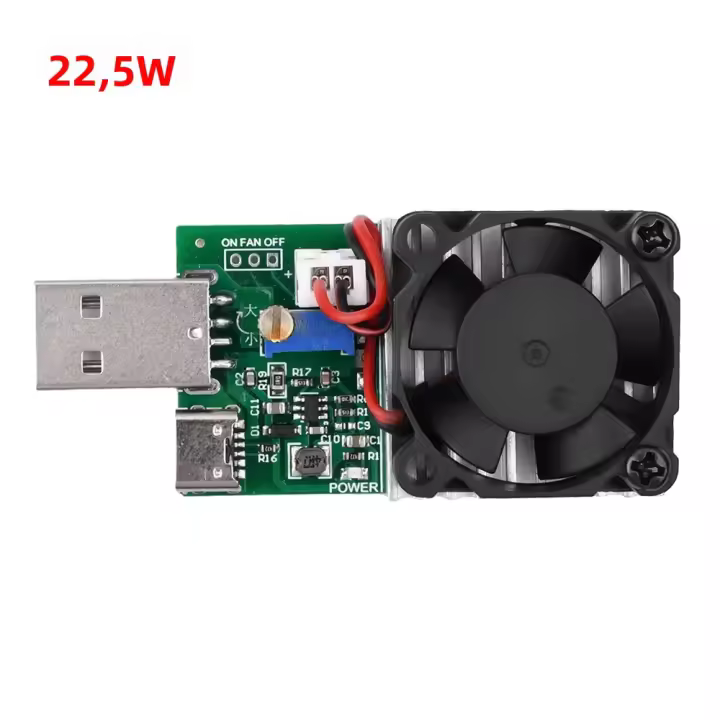 Prueba De Carga Electrónica Ajustable Con Ventilador Resistor De Carga DC 15W 18W 22.5W USB 3.7V-13V Tester De Capacidad De Descarga De Batería Voktta - 1