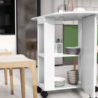 HOMCOM Mesa de Comedor Plegable con Ruedas Mesa de Cocina con Alas Abatibles y 2 Estantes Abiertos Estilo Moderno Carga 80 kg 120x60x77 cm Blanco - details 3