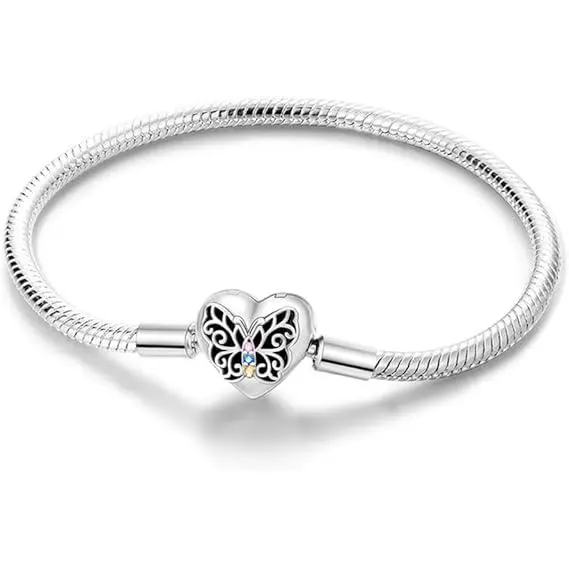 Pulseras clásicas de cadena de serpiente de plata esterlina 925 para mujer, compatibles con pulseras de cuentas europeas Pandora, dijes para mujer como regalo informal para el Día de la Madre - 1