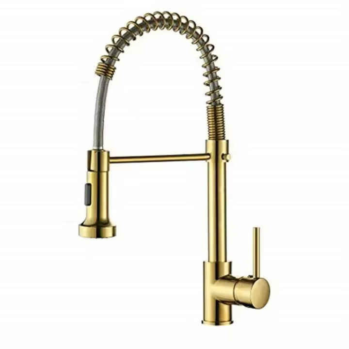 Grifo de Cocina-Fregadero de Cocina-Rotación de 360 ° - Rociador extraible de 2 Modos-Grifo monomando - Dorado - 1