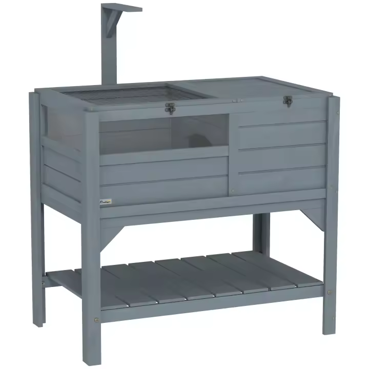 PawHut Casa para tortugas con estante de almacenamiento - Madera de abeto - Interior y exterior - 103 alto x 84 largo x 51 ancho cm - 1