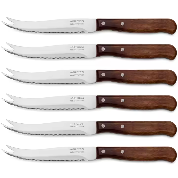 ARCOS Latina - Cuchillo para Queso (105 mm) - 102500 - Hoja de Acero Inoxidable Nitrum® - Mango de Madera Comprimido - PACK 6 - 1