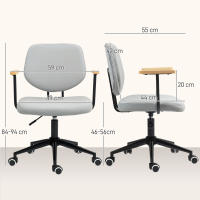 HOMCOM Silla de Oficina Silla de Escritorio con Reposabrazos de Madera y Altura Ajustable Silla Giratoria para Estudio Dormitorio Carga 120 kg Gris - details 2