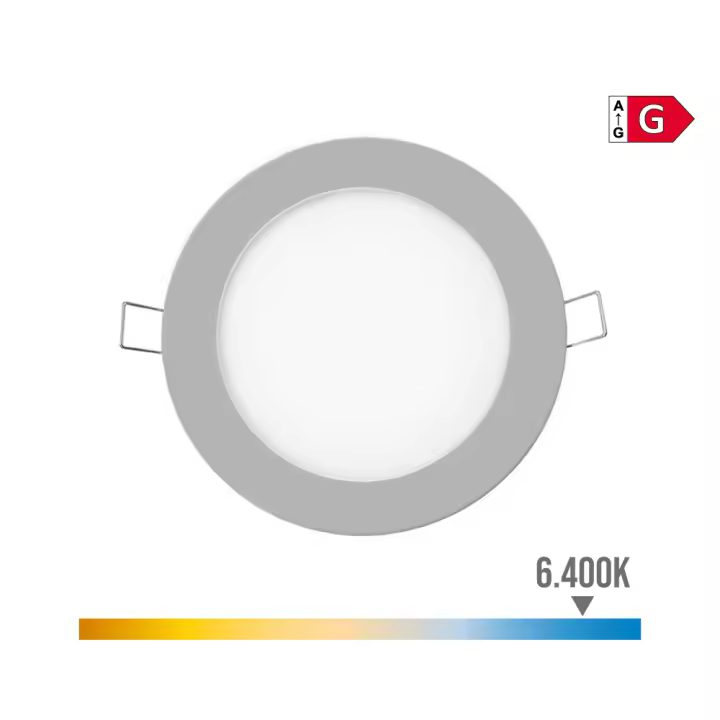 MINI DOWNLIGHT LED EMPOTRABLE REDONDO 6W 6400K LUZ FRIA. COLOR CROMO Ø11,7cm EDM - 1