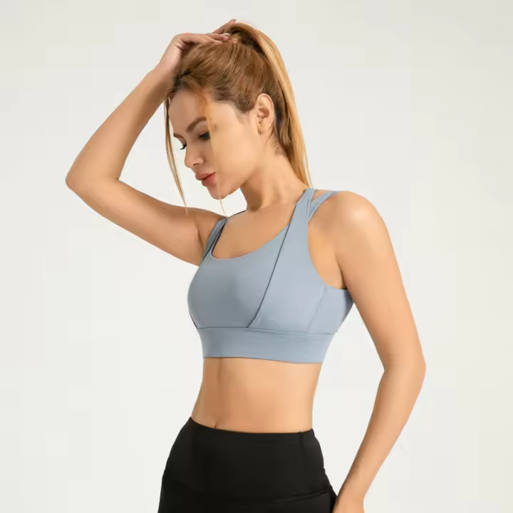 MOV-Sujetador Deportivo de alta intensidad a prueba de Golpes con Tiras se duplique, sujetador de Yoga de Doble Capa para fitness que muestra el busto,Sujetador de fitness que muestra sujetador de yoga nude - 1
