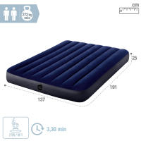 Intex Cama Colchon hinchable 137X191X25CM Altura 25 cm, Colchon hinchable Intex premium,Cama de aire inflable para camping Color Azul oficial y original calidad de confianza - details 4