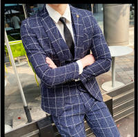 Traje De 3 Piezas Estampado De Rayas Y Cuadros De Alta Calidad - Traje Elegante Para Bodas Y Negocios Estilo Británico Con Chaleco Y Pantalones - details 14