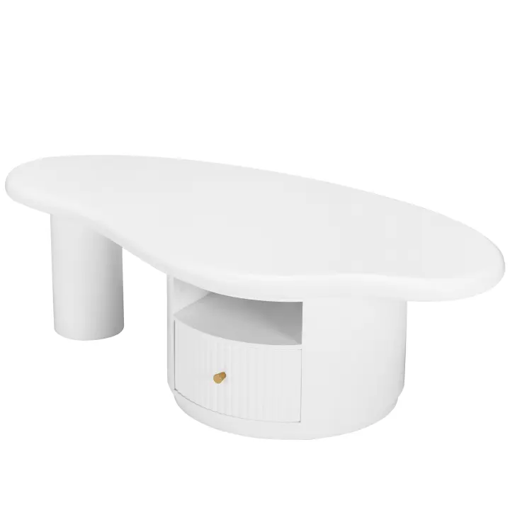 Mesa de Centro irregular en forma de NubeL 110 cm, A 60 cm, A 37,5 cm, tablero de MDF con 1 caja que incluye el cojeo de campo, Mesa de Centro Creative - 1