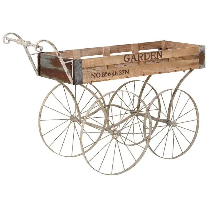 Carro expositor de madera y metal  marrón, 139,07x62,87x92,08h cm - 1