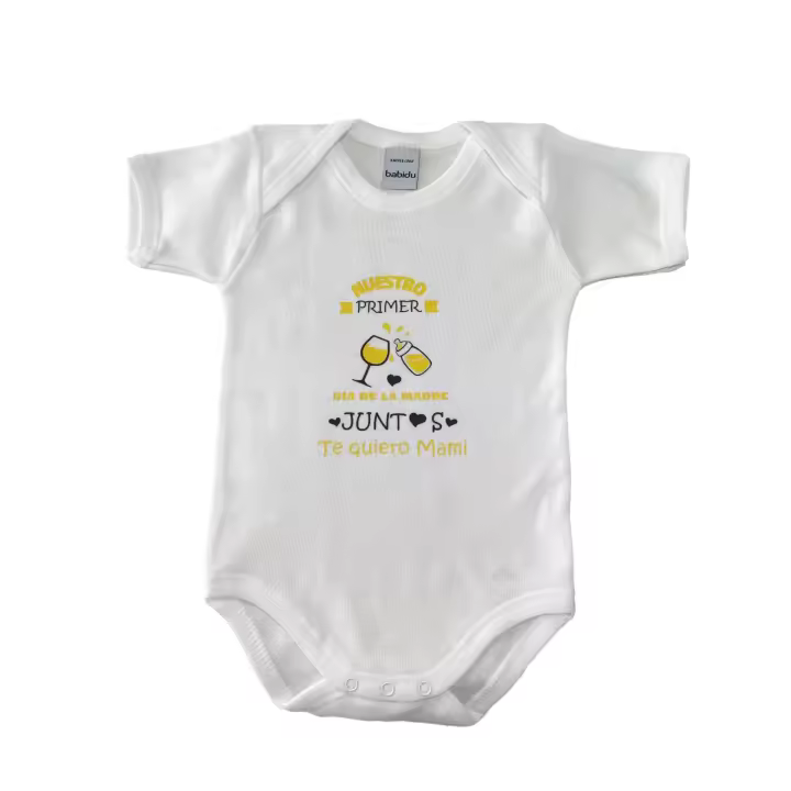 Babero , Body ó PACK de Babero+Body para Bebé con frase : " Nuestro Primer Día de la Madre Juntos Te quiero Mami " (copabibe)  REGALO MAMÁS ABUELAS - 1