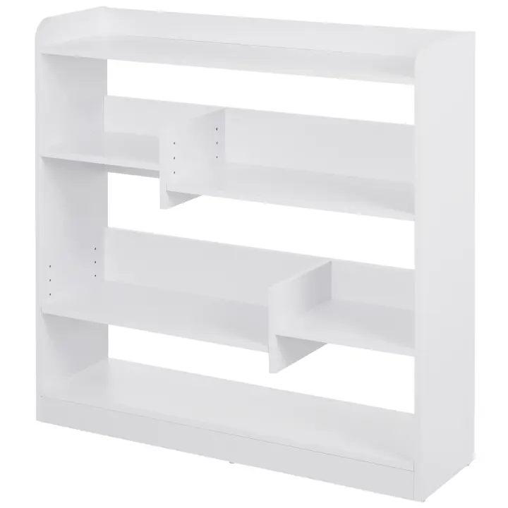 HOMCOM Estantería de almacenamiento con estantería de 90 x 24 x 91 cm, 4 niveles, 3 paneles traseros, tablero de partículas blanco - 1