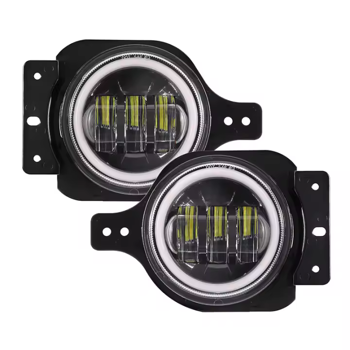 Par De Faros Antiniebla De 4 Pulgadas Con Anillo Halo Angel Eyes Para Jeep Wrangler JL 2018-2023 NO APTOS Para Bumper De Aniversario 10º - 1