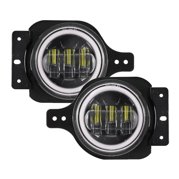 Par De Faros Antiniebla De 4 Pulgadas Con Anillo Halo Angel Eyes Para Jeep Wrangler JL 2018-2023 NO APTOS Para Bumper De Aniversario 10º - 1