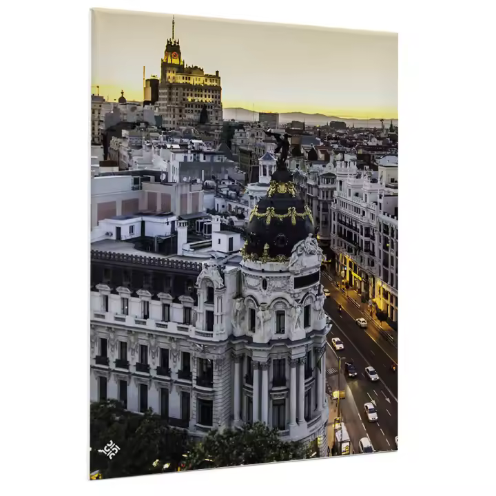 Pintura en Lienzo con Diseños Originales - 30x40 cm  Cuadro decorativo  Fotografía Atardecer en Madrid  Lienzo  Fotografía - 1