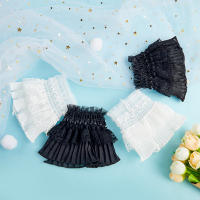 Pareja De Mangas Desmontables Para Dama Convoluciones Finas Y Encaje Mangas Flares Con Volantes Guantes Calientes Para Muñeca Suéter Blusa - details 2