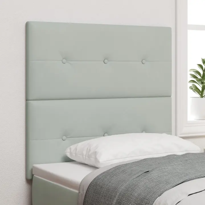 Cabecero de vidaXL con botones acolchados en terciopelo gris claro de 80 cm - 1