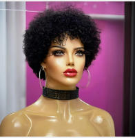Pelucas Ricas De Enredos Para Mujeres Negras Pre Despeinadas De Máquina Peluca Brasileña De Cabello Humano Virgen Remy Textura Jerry Curl Longitud Corta (4-16 Pulgadas) - details 5