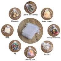 100pcs Organza Bags, 9 x 7cm - Hand-sewn White - details 1