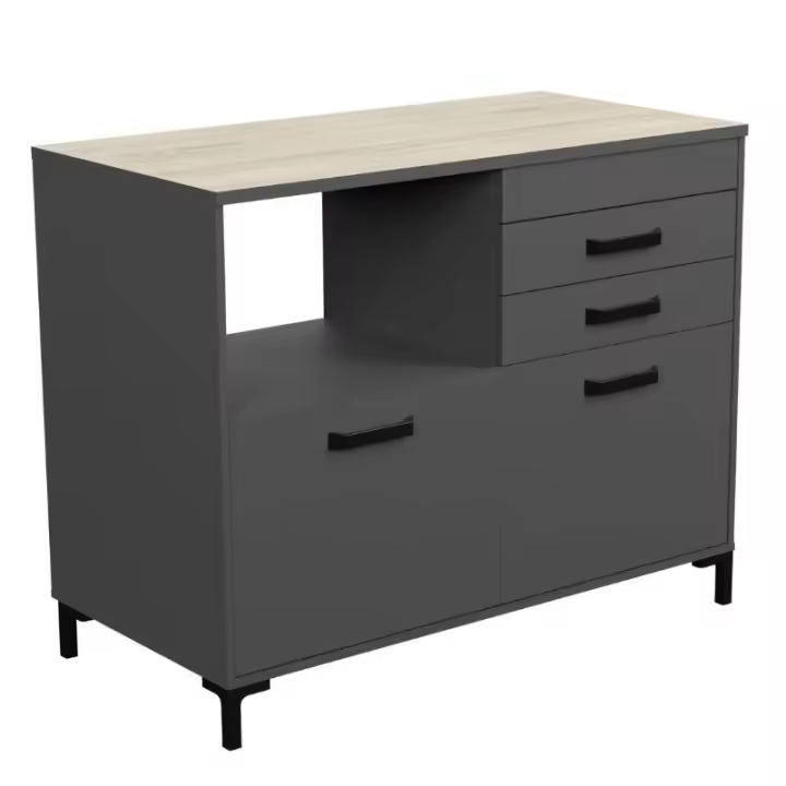 Miroytengo Módulo Inferior Cocina Smoke 118 cm Con Cajones Color Gris y Roble Estilo Moderno - 1