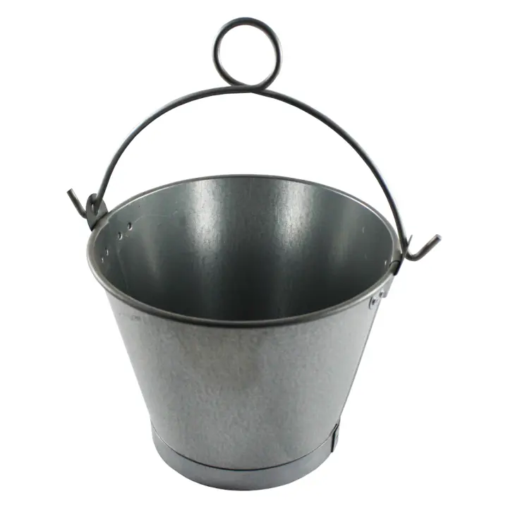 Wurko Cubo Galvanizado con Asa Anilla 6L - Chapa Galvanizada Gris - 1