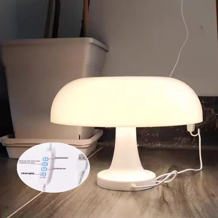Lámpara De Mesa Clásica En Forma De Hongos Para Dormitorio Diseñadora Danesa Lámpara De Noche Decorativa En Color Naranja Estilo Bauhaus Moderno - 1