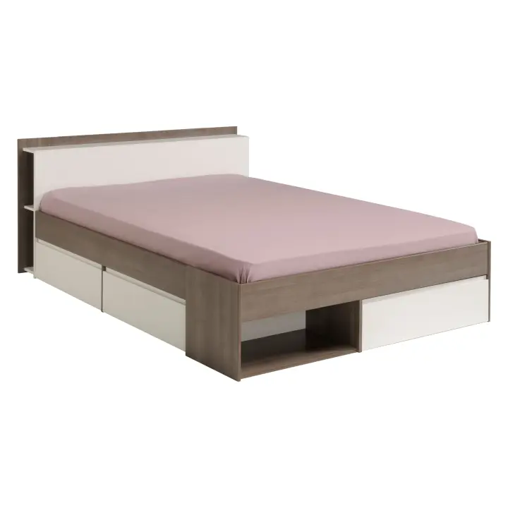 Miroytengo Cama de Matrimonio Much Nogal Y Blanco 135/140x190/200 CM - 1