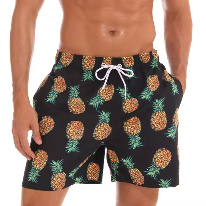 Bañador de hombre Pantalón corto de playa de secado rápido con forro de malla Bañador por encima de la rodilla Bañador (1 pieza) - 1
