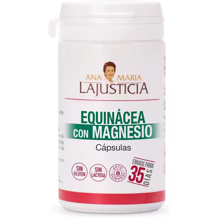 Ana Maria Lajusticia - Equinácea con Magnesio - 70 Capsulas. Ayuda al Normal Funcionamiento del Sistema Inmunitario. Envase para 35 Días de Tratamiento - 1