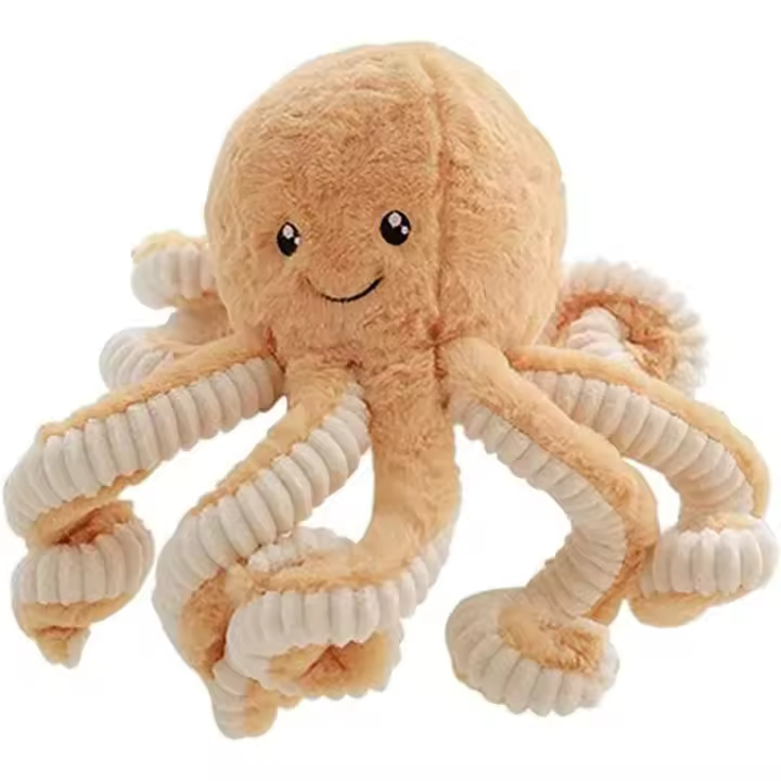 Muñeco de peluche de pulpo de 15,7 pulgadas, suave, animal marino, decoración del hogar, regalo de cumpleaños para niñas y niños (marrón) - 1