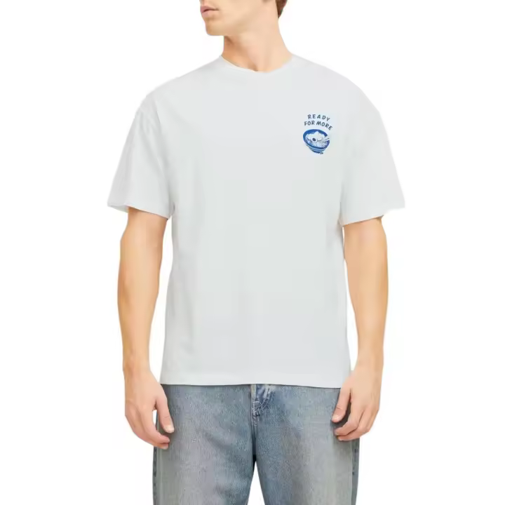 JJCHARGE PRINTED TEE SS CREW NECK LNCloud Dancer - 1