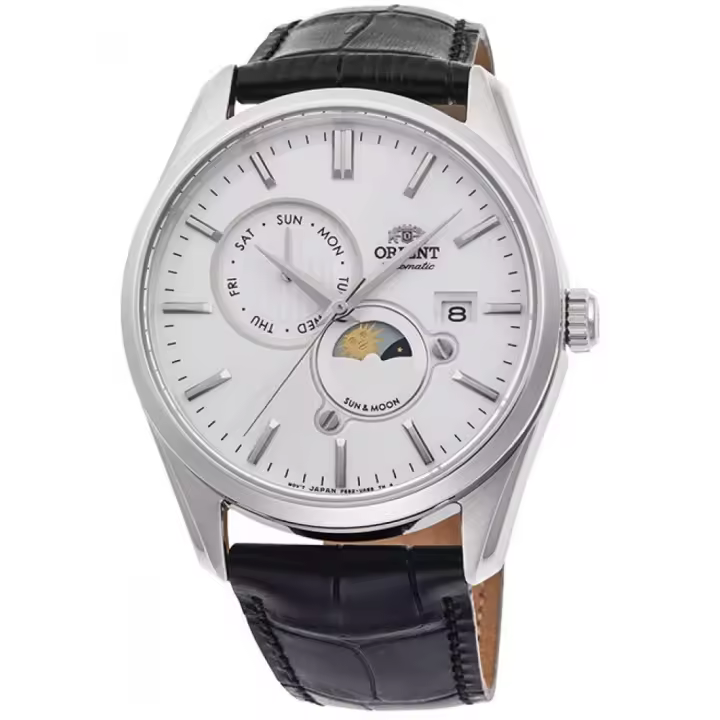 Reloj Automático Hombre Orient Contemporary RN-AK0305S JDM Sun & Moon 41.5mm 50m WR Cristal de Zafiro Correa de Cuero - 1