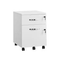 Archivador con cerradura y 2 cajones, pedestal con 5 ruedas, rieles ajustables, ideal para oficina en casa, disponible en blanco o negro - details 5