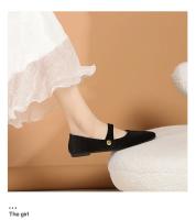 Zapatos Planos Retro Para Mujer De Cuero Suave Francés Estilo Small Fragrant Punta De Dedo Zapatos Planos Con Suela Suave Para Verano Casual - details 6