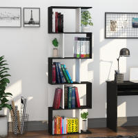 HOMCOM Librería de 5 Niveles, Estantería para Libros en Forma de S con 10 Estantes, para Sala de Estar, Dormitorio, Estudio, Oficina, 60x24x184,5 cm, Blanco y Negro - details 3