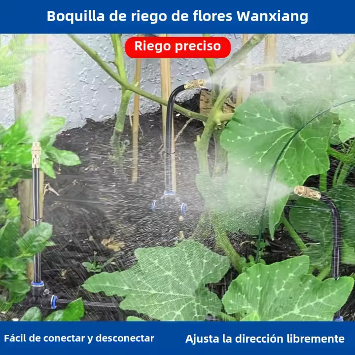 Juego De Riega Automático Universal 5-20M Con Boquilla De Cobre Rotativa Para Jardín Y Balcones Kit De Riego Con Atomización - 1