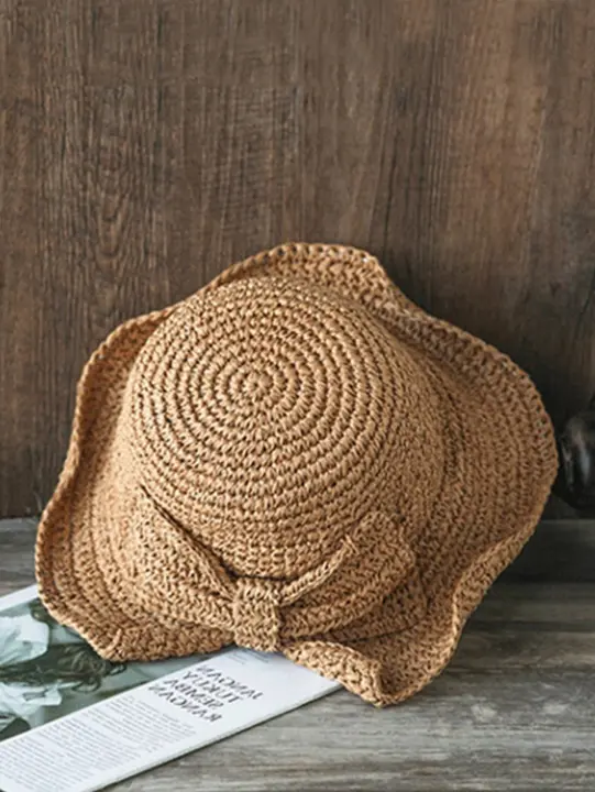 Sombrero De Paja Tejida De Verano Para Mujer Moda Con Lazo Antirreflectante Plegable Para Viajes Sombreros De Playa Panama Dulce - 1