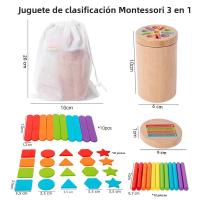 Juego De Aprendizaje Montessori De Madera Para Niños Juguete Sensorial De Edificación Temprano Para Edad De 3 a 6 Años Juego De Apariencia Colorida De Despiece - details 4