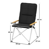 Outsunny 2 Sillas de Camping Plegables de Aluminio Sillas de Jardín Portátiles con Respaldo Alto Ajustable Reposabrazos de Madera y Bolsa de Transporte para Exterior 59x67x96 cm Negro - details 2