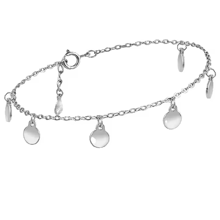 CHIGUAGUA Pulsera de Plata 925 con Discos Colgantes, 19 cm, Cadena Doble, Plateado, Ref: CHP133PULP700C - 1