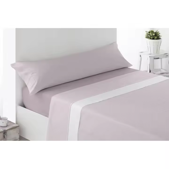 Juego de Sábanas de Tela, Modelo Brias, Color Rosa, Miracle Home - 1