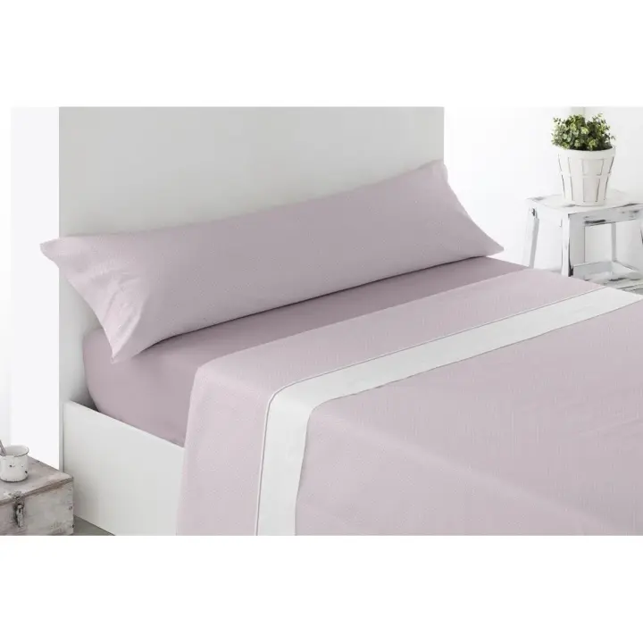 Juego de Sábanas de Tela, Modelo Brias, Color Rosa, Miracle Home - 1