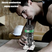 Motor de cobre completo de 800W Fresadora de madera de 6 velocidades Cuerpo de aleación de aluminio y nylon reforzado Ajuste preciso de la profundidad Juego de fresadora y ranuradora para madera con 15 fresas Kit de caja de madera - details 0