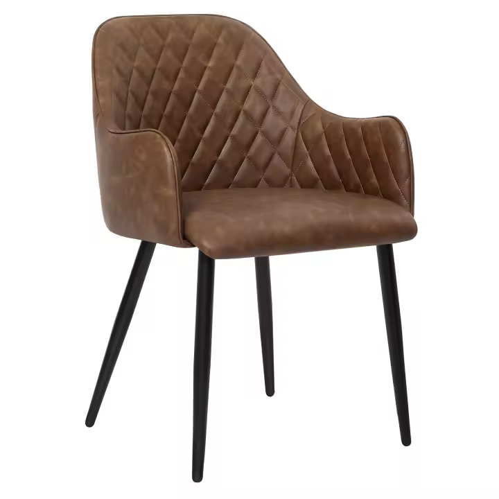 SONGMICS Silla de Comedor, Silla con Reposabrazos, Sillón Tapizado de PU con Efecto Vintage, Capacidad de Carga de 110 kg, para Comedor, Dormitorio, Sala de Estar, Marrón - 1